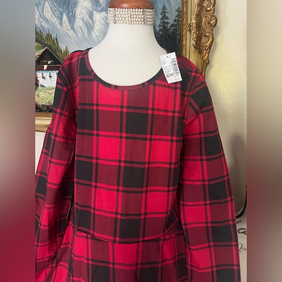 ❤️ Girls Christmas Red Plaid Long Sleeve Dress Size XXL NWT - Picture 2 of 5